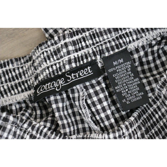 Cottage Street Womens Pull On Check Cropped Pants Size Medium Black White - Picture 7 of 7